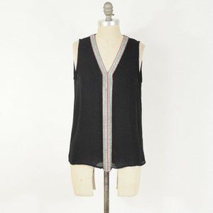 Parker Silk Beaded Chain Open-Back Blouse